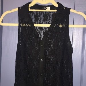Lace button-up tank top